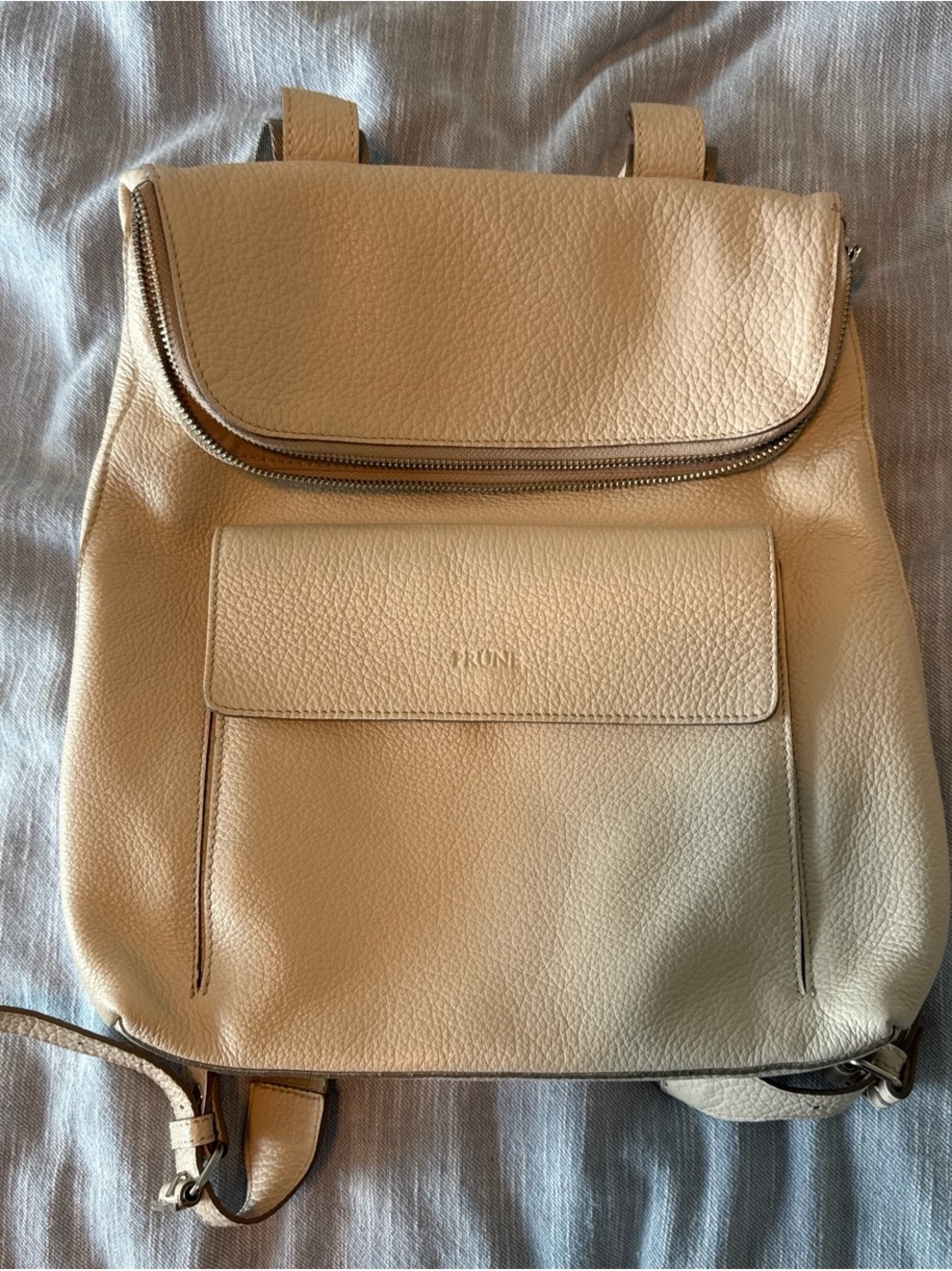Prune Cream Pebbled Leather Backpack